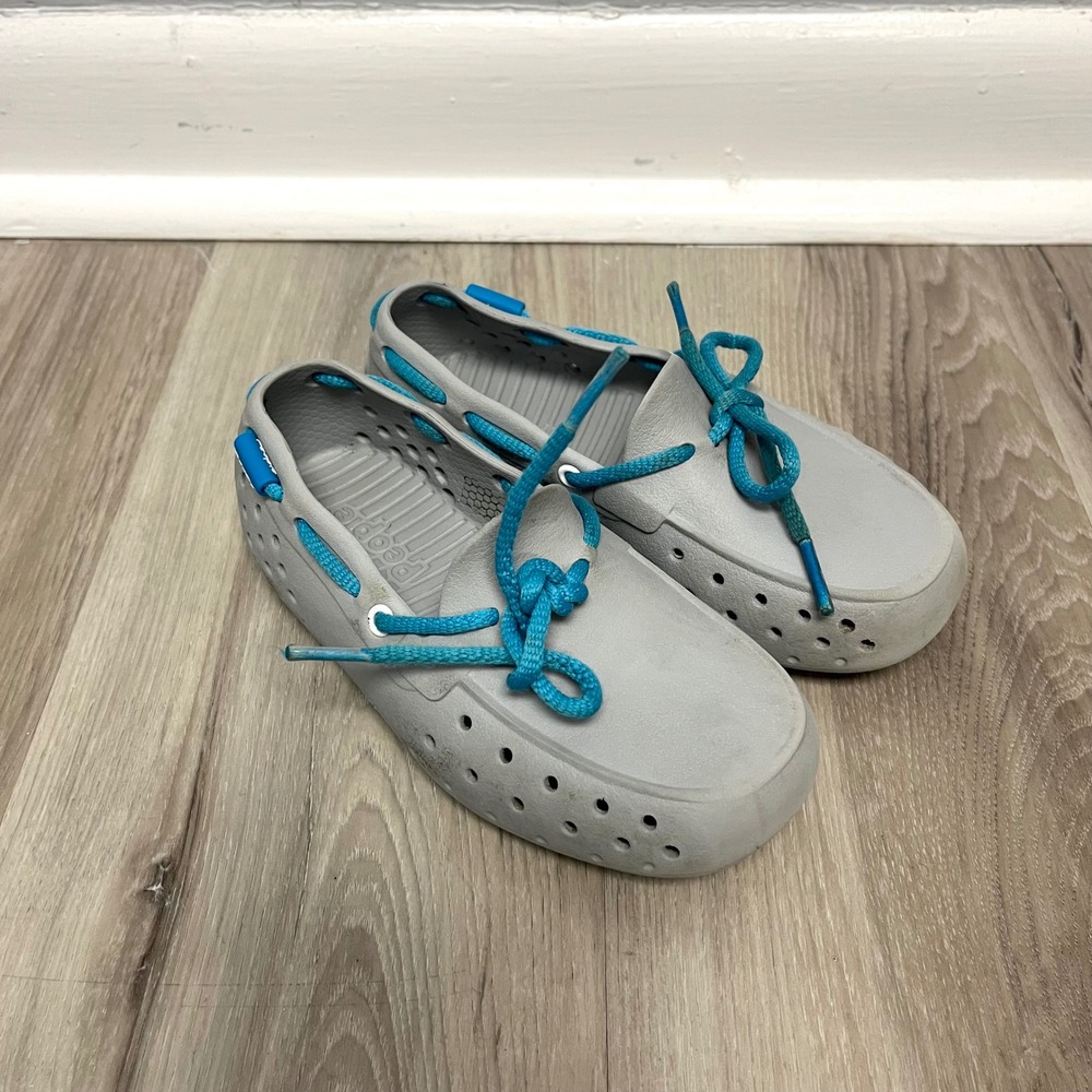 People Footwear Shoes‎ Kids C10 Senna Gray Perforated Rubber Slip On Boat